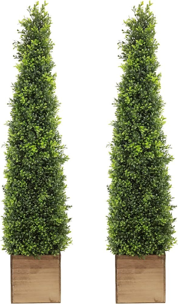 Season’s Need Artificial Boxwood Topiary Tree, 48 inch Tall (2 Pieces), Faux Topiary Tower Tree... | Amazon (US)