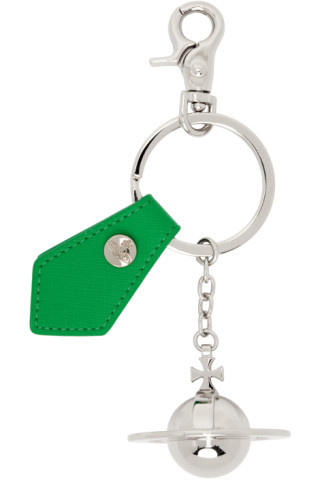 Silver & Green 3D Orb Keychain | SSENSE