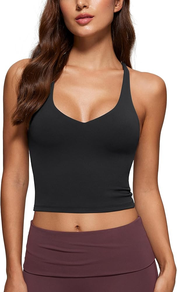 Womens V Neck Tank Tops Double Lined No Padded Spaghetti Criss Cross Strap Statement Strappy Back... | Amazon (US)