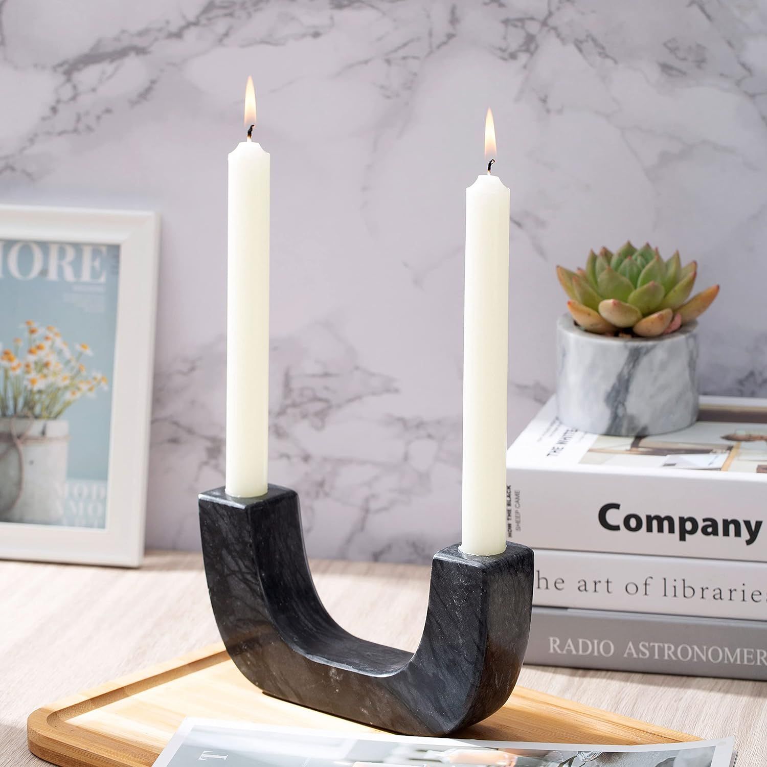 Natural Marble Candle Holder, U-Type Candlestick Holders for Taper Candles, Modern Candle Holder,... | Amazon (US)