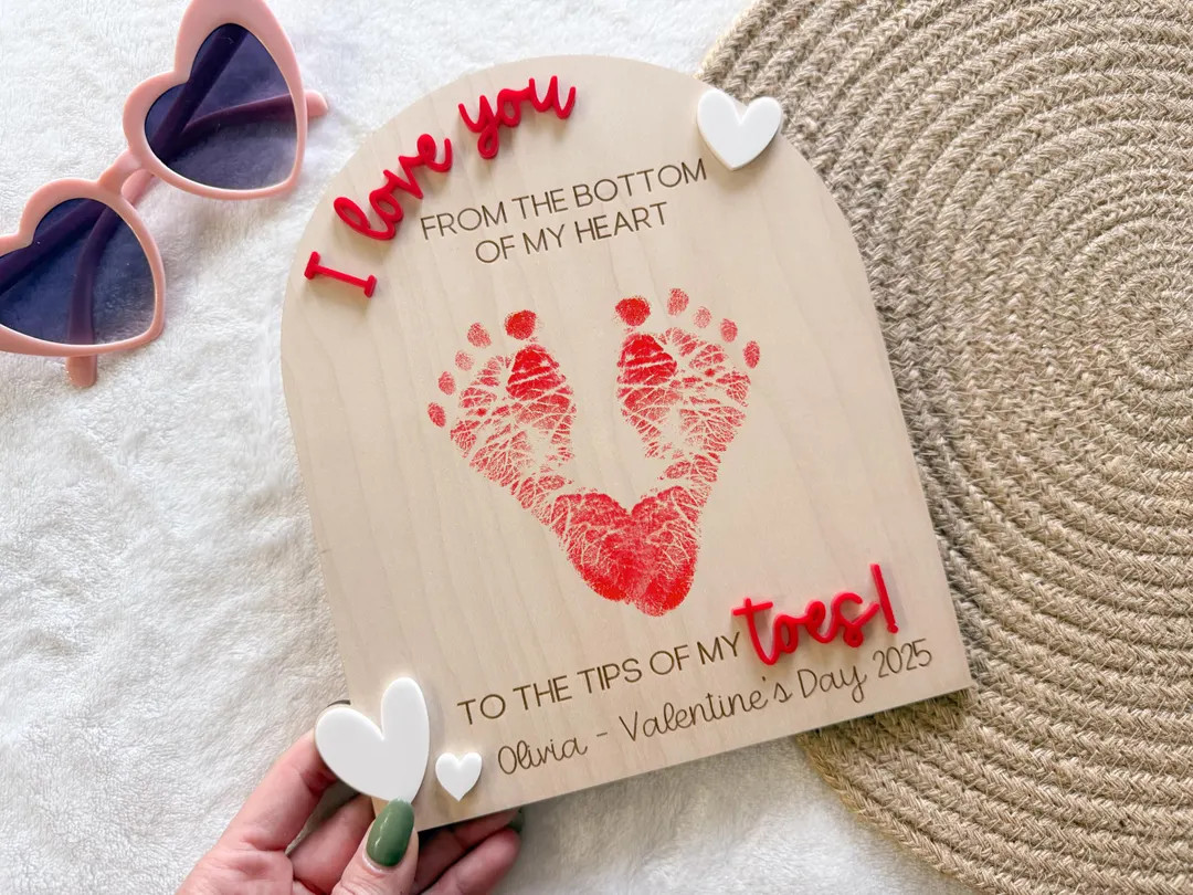 Valentine's Day Handprint Love Board, Kids Footprint Sign, First Valentine's Day Craft, Heart Kee... | Etsy (US)