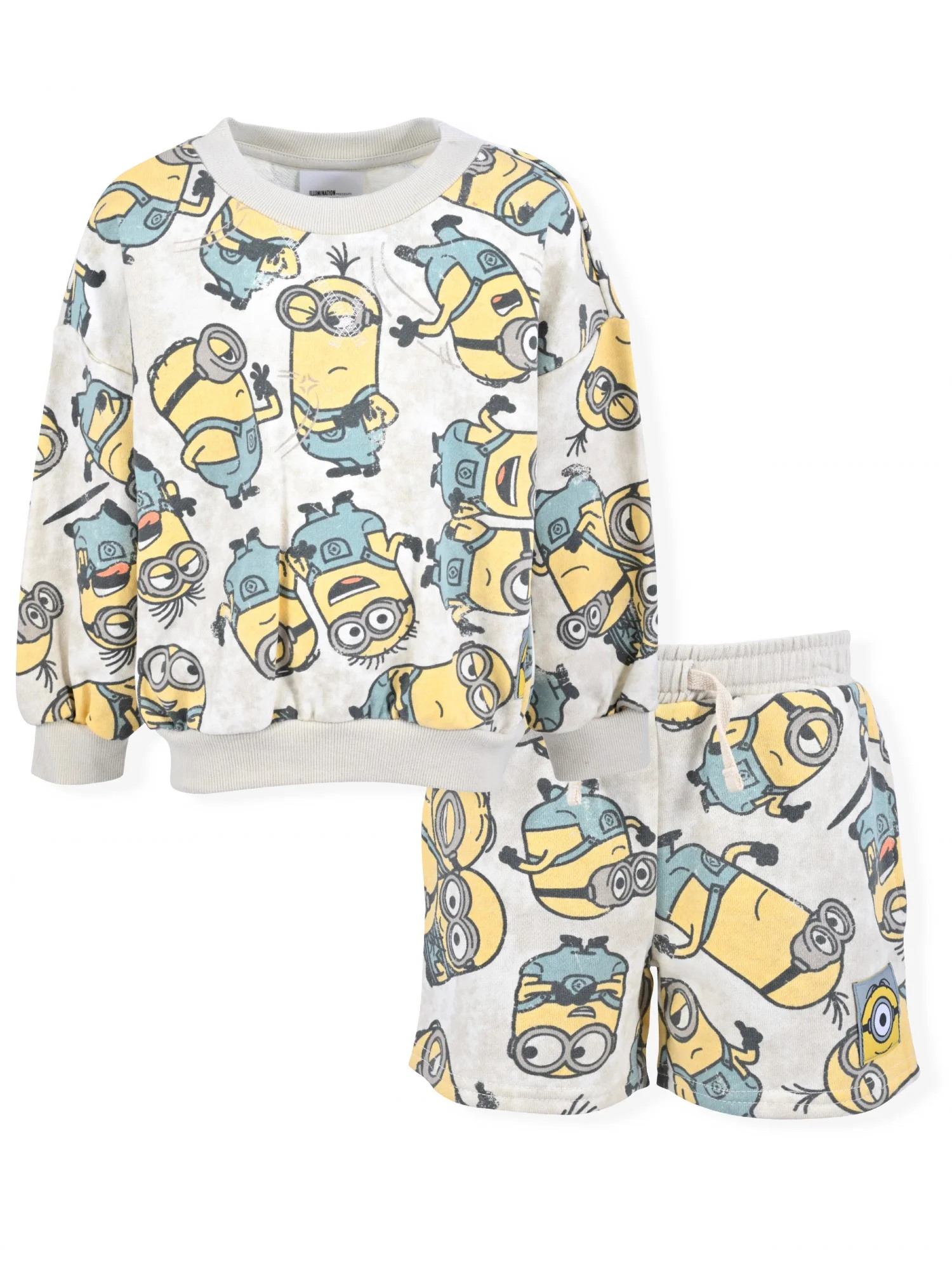 Minions Baby and Toddler Boy French Terry Sweatshirt and Shorts Outfit Set, 2-Piece, Sizes 12M-5T | Walmart (US)