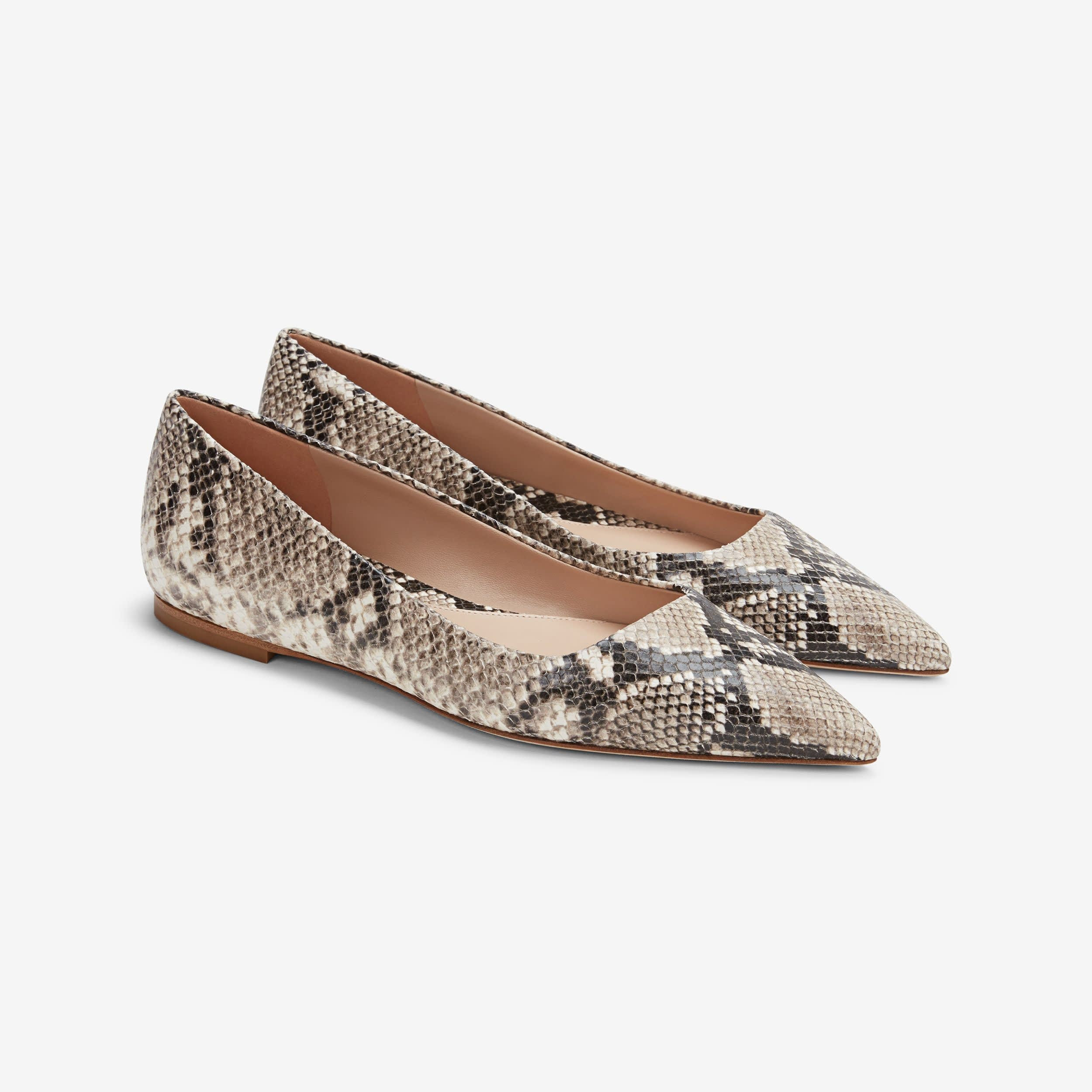 Rowan Flat - Embossed Snakeskin :: Black / Ivory | MM LaFleur