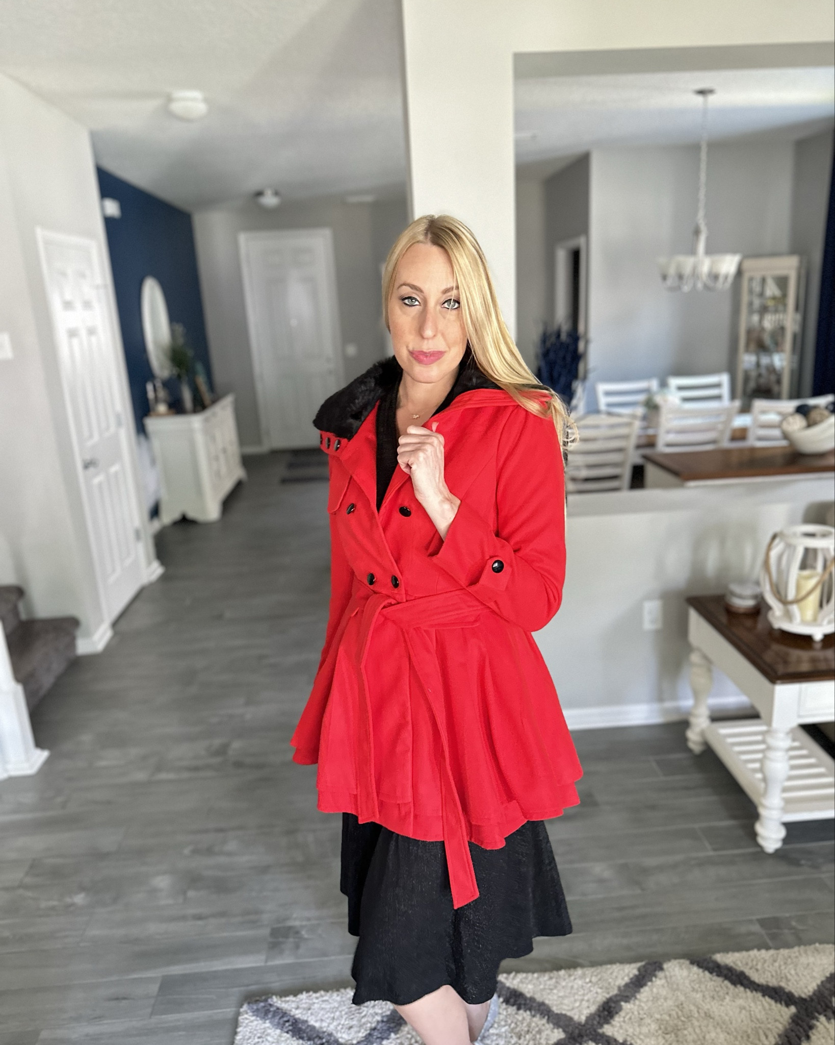Red winter coat
🥰 I love this coat, not super thick but it is super adorable 
😍 wearing size small, fits true to size 

#LTKFindsUnder50 #LTKFindsUnder100