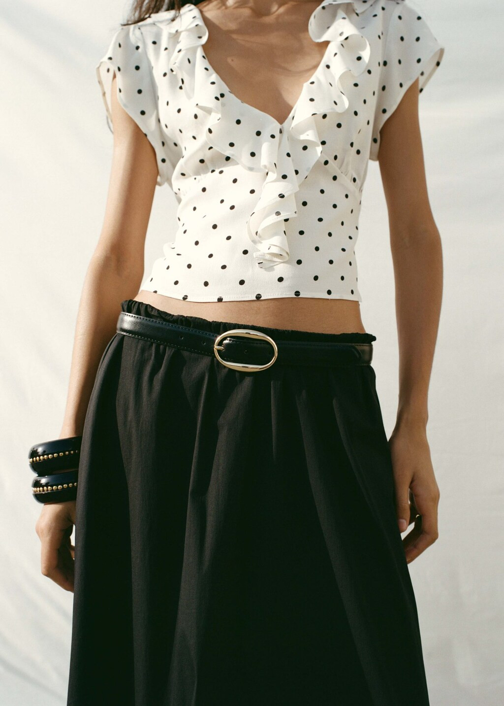 Oval buckle belt black - Woman - M - MANGO | Mango (US/MX/AU)