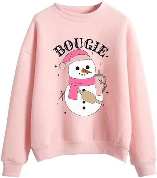 DIOMMELL Snowman Bougie Sweatshirt Christmas Boojee Funny Sweatshirt | Amazon (US)
