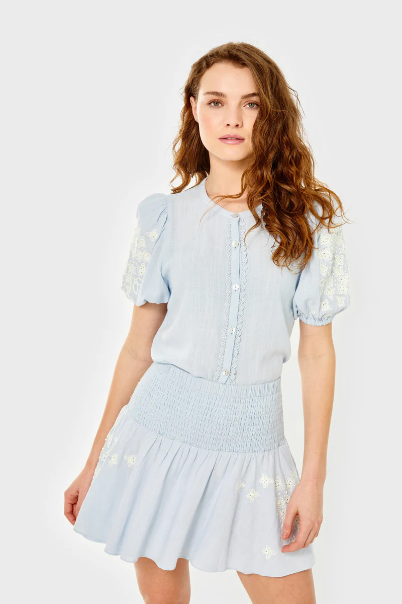 Margot Skirt-Linen-Halogen Blue | Cartolina