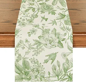 Artoid Mode Green Peony Azalea Sketchy Flower 210 GSM Spring Table Runner, Summer Kitchen Dining ... | Amazon (US)