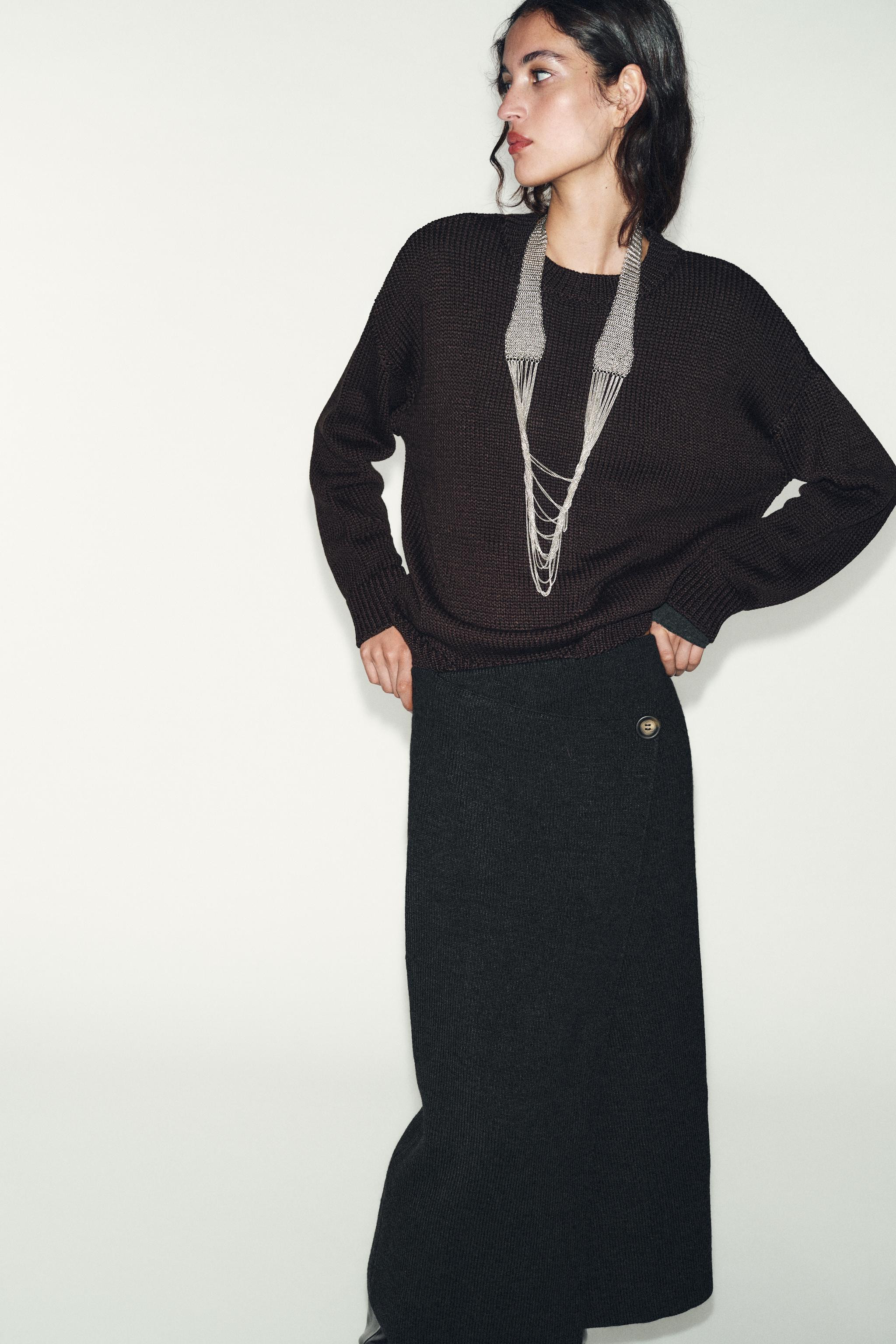 KNIT WRAP MIDI SKIRT | Zara US