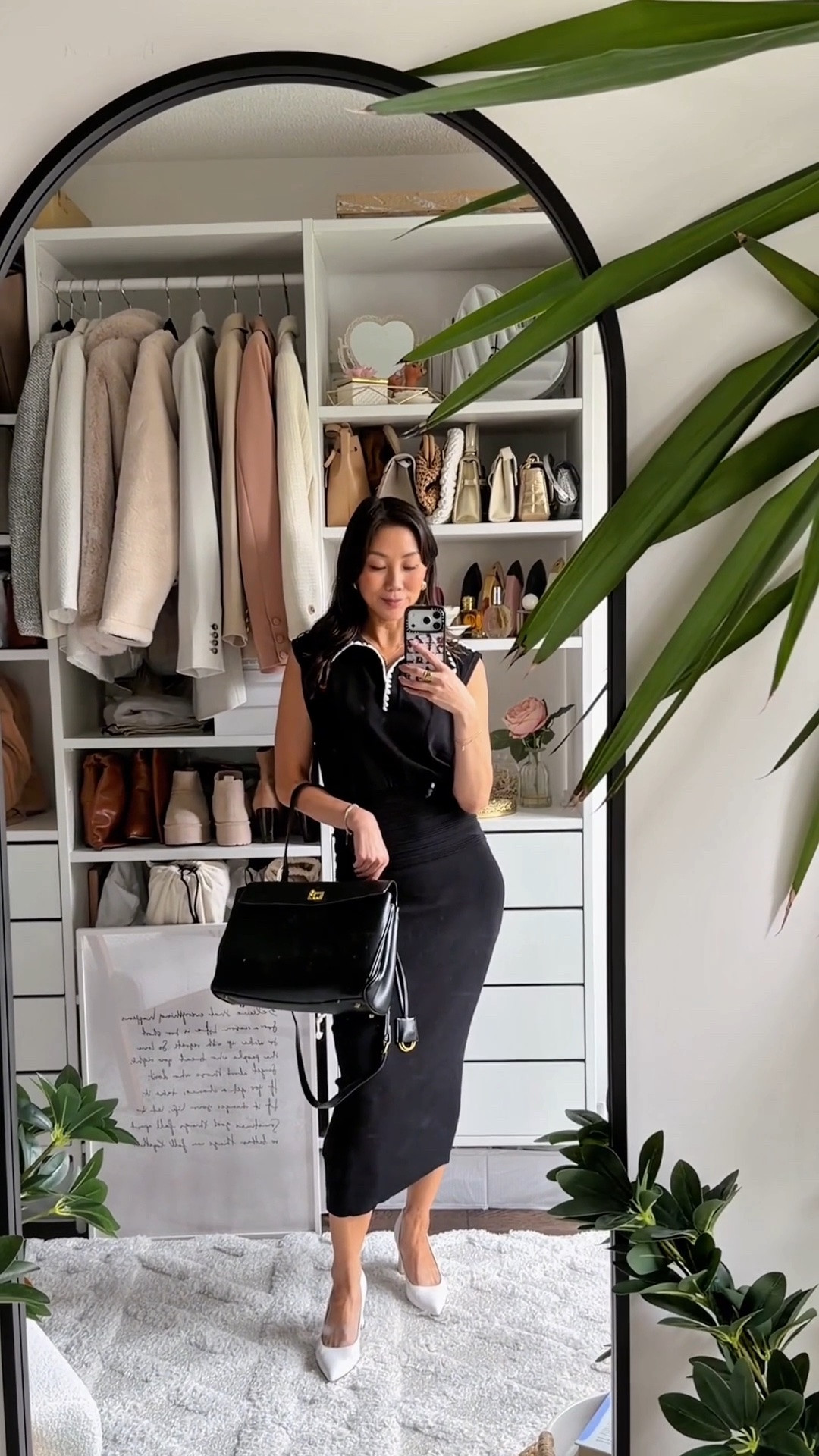Back to work in my favorite office look 🖤 This black dress is ridiculously comfortable and still feels so chic for the day, and that white trim detail makes it pop. It's such a great capsule wardrobe piece too, wear it on its own now, then layer it with a blazer or sweater once it cools down and it works just as well. Paired it with my go-to bag and the comfiest office pumps from Ally Shoes (seriously, walkable AND cute). Finished with gold jewelry to pull it all together. Shop the whole look below!

#LTKfall #LTKworkwear #LTKcanada