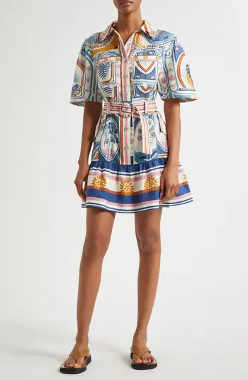 FARM Rio Cerrado Stamps Print Linen Shirtdress | Nordstrom | Nordstrom