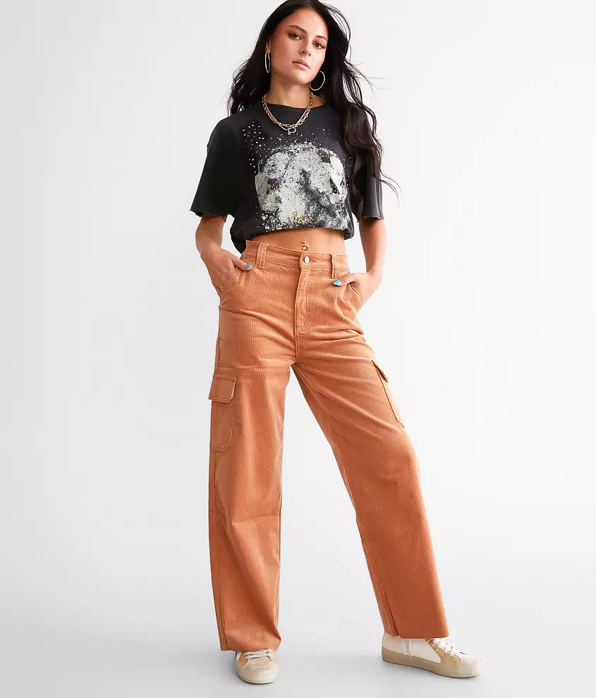 Signature 90s Cropped Wide Leg Corduroy Cargo Pant | Buckle