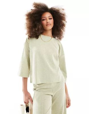 Y.A.S jersey knit oversized T-shirt in green plaid - part of a set | ASOS (Global)