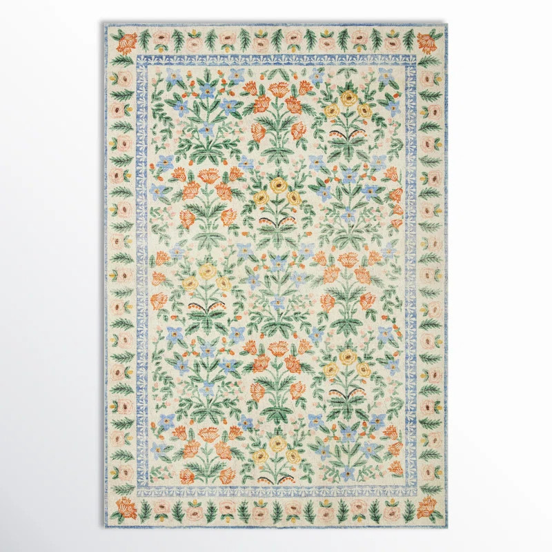 Rifle Paper Co. x Loloi Eden Mughal Garden Cream Rug feat CloudPile | Wayfair North America