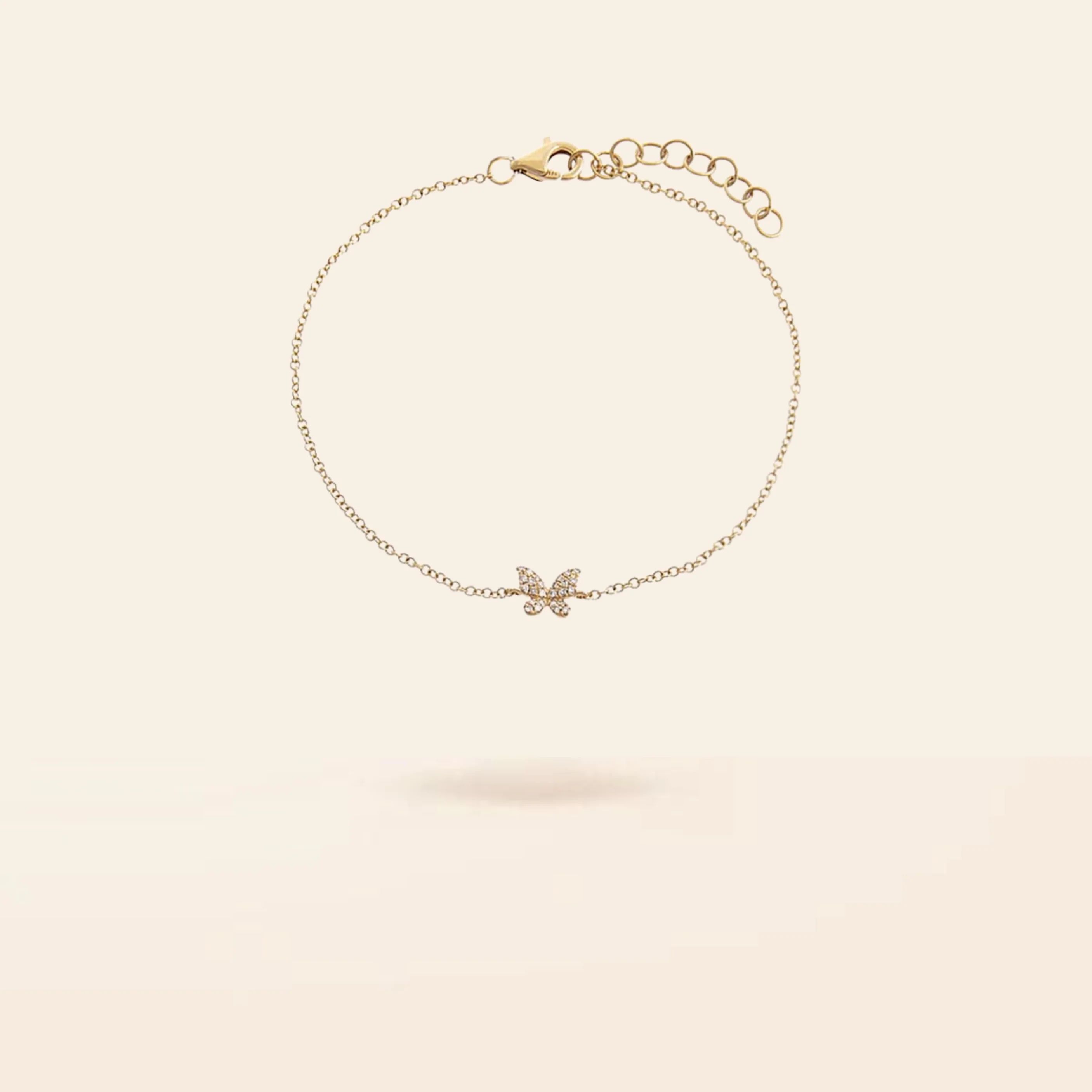14K Gold Mini Diamond Butterfly Bracelet | Van Der Hout Jewelry