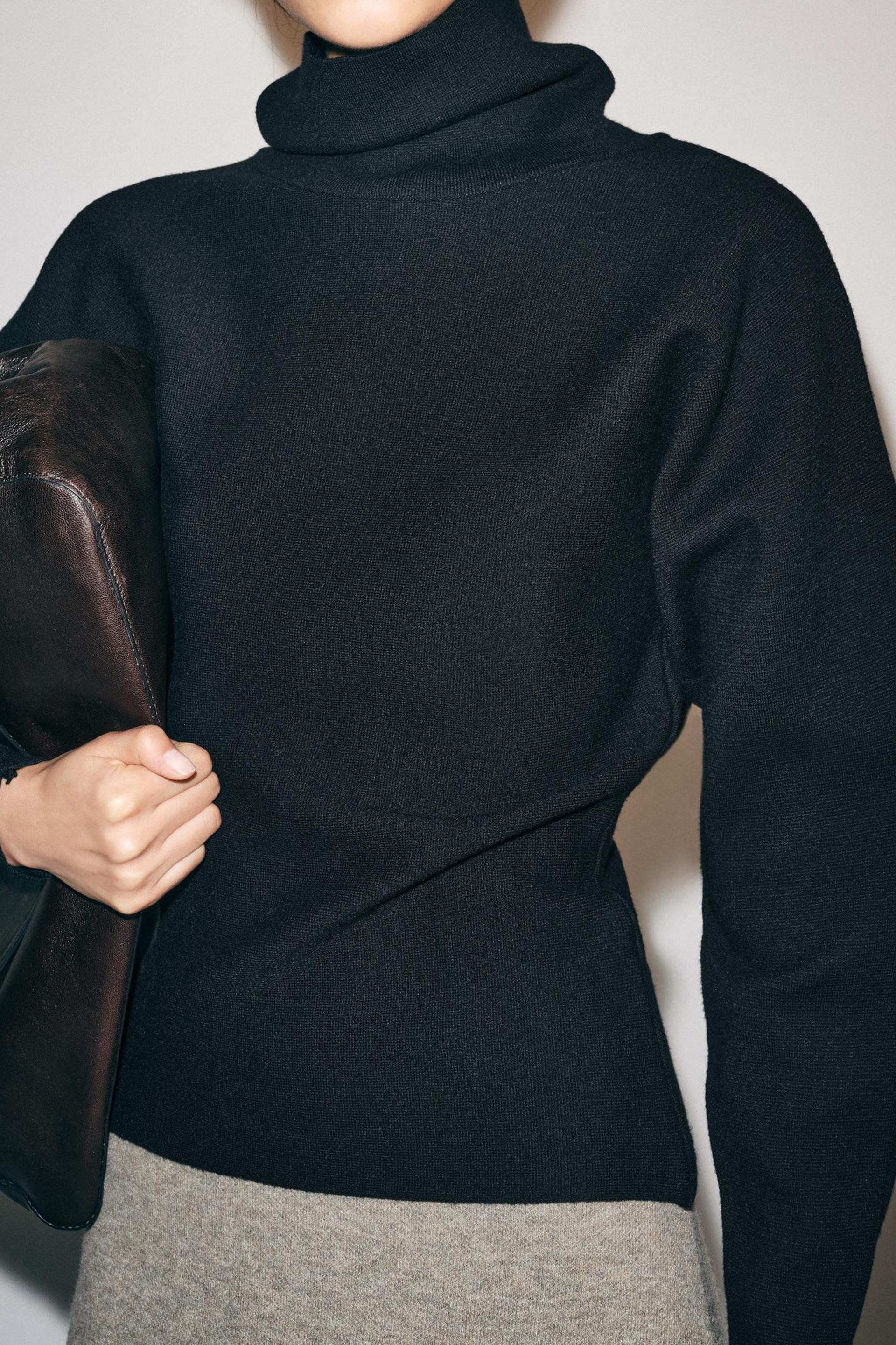 Zara - High Neck Knit Sweater - Black - S - Woman | Zara US