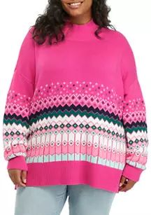 Plus Size Long Sleeve Mock Neck Tunic Sweater | Belk