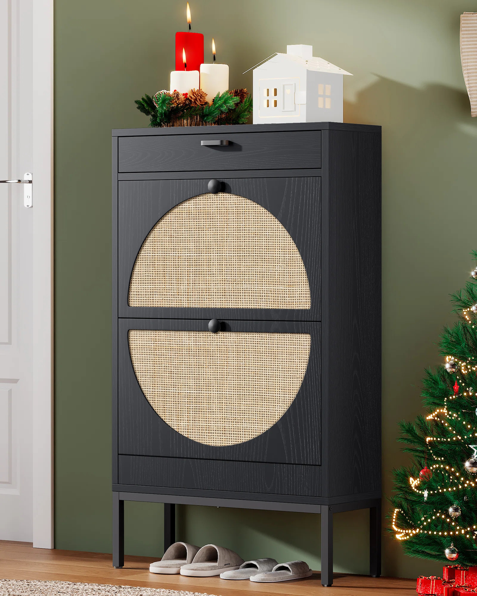 Bay Isle Home™ Cerina Boho Natural Rattan Shoe Storage Cabinet & Reviews | Wayfair | Wayfair North America