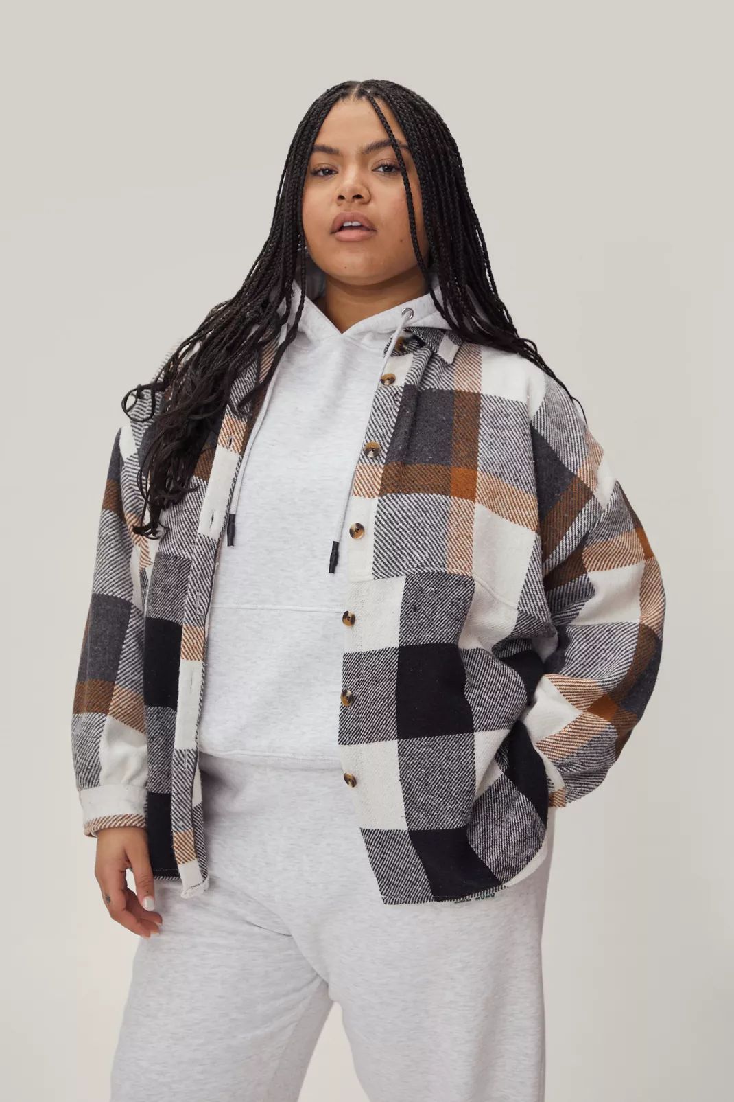 Plus Size Oversized Checked Shacket | Nasty Gal (US)