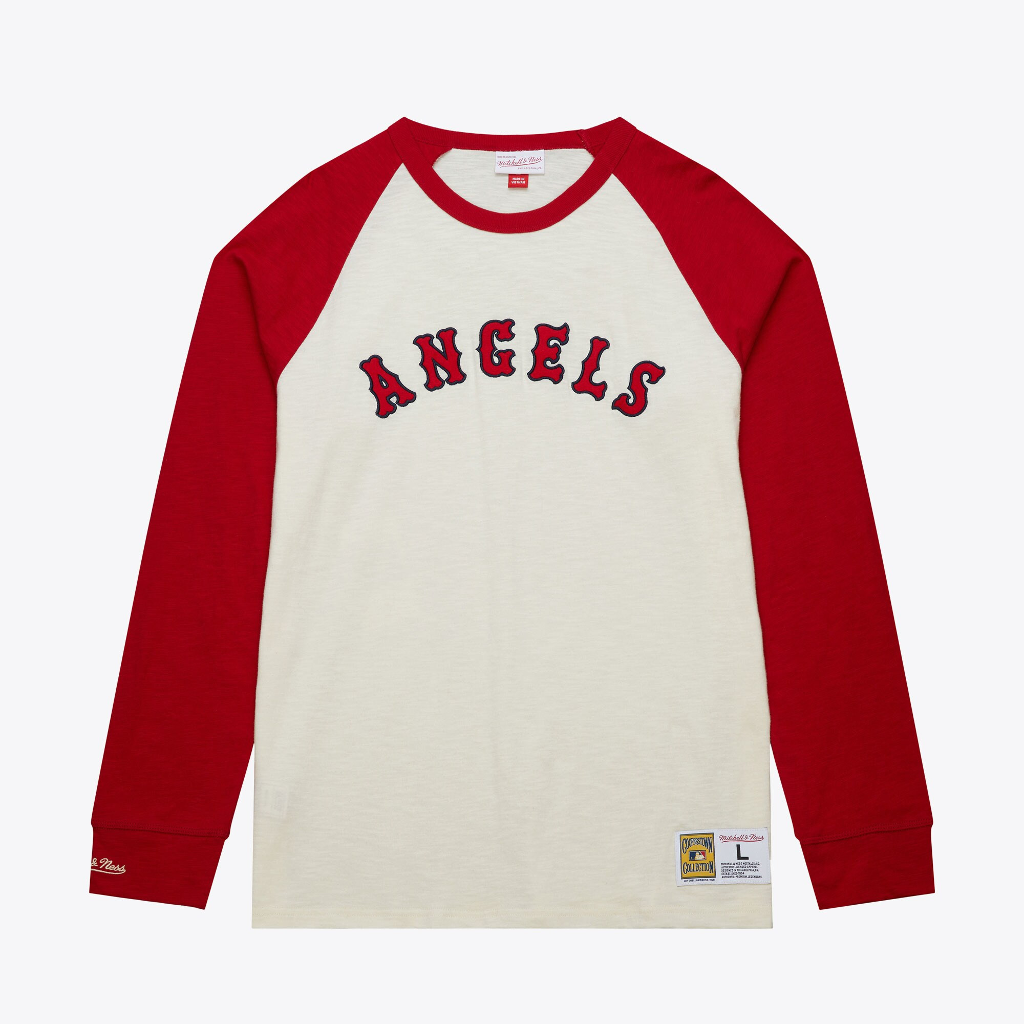 Men's  Cream California Angels Cooperstown Collection Legendary Slub Long Sleeve T-Shirt | Mitchell & Ness