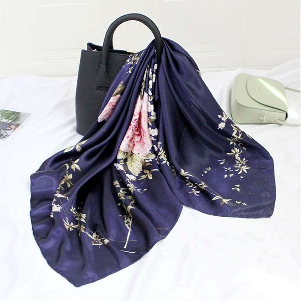 Silk Hair Scarf for Women - 35" Large Square Hair Wrapping Headscarf at Night | Amazon (US)