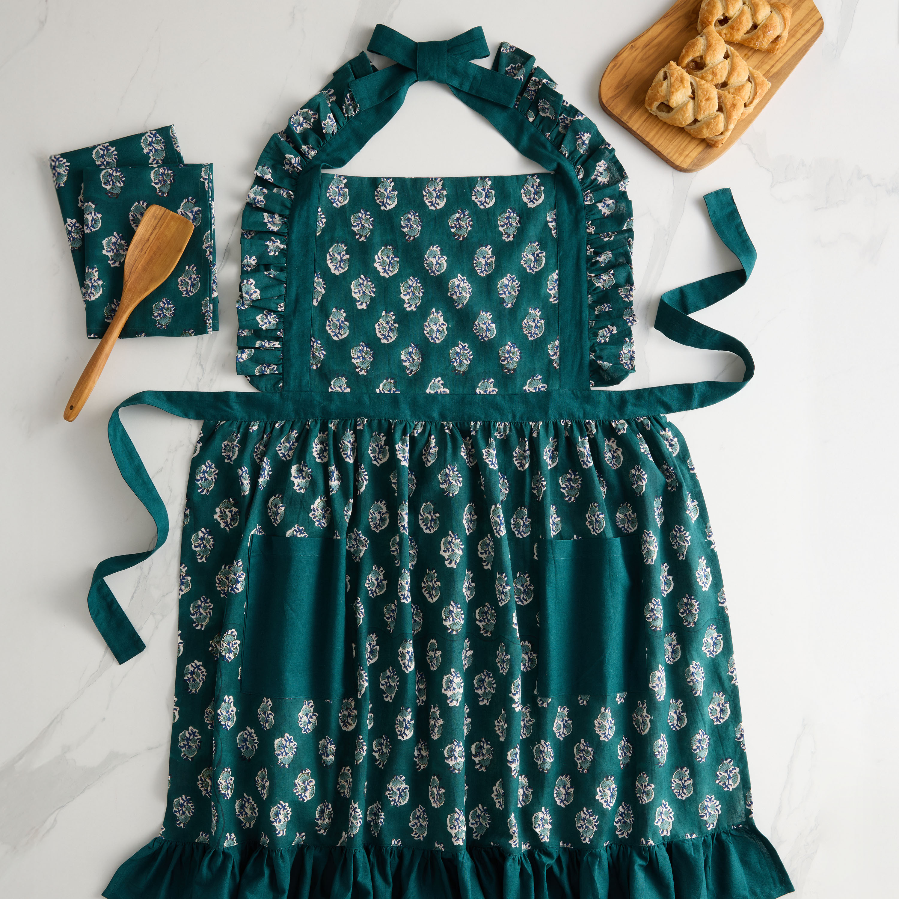 Navy Blue Bhuti Floral Block Print Kitchen Linen Collection | World Market