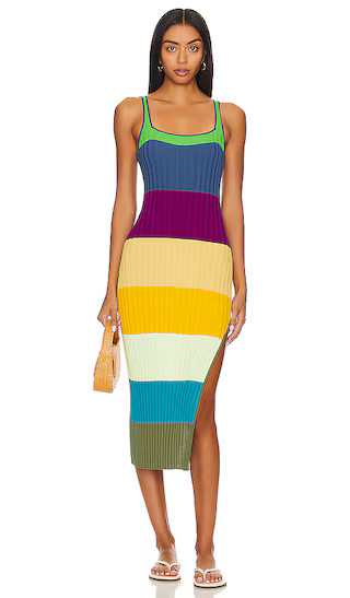 Piper Slit Midi Dress in Turquoise Tides | Revolve Clothing (Global)