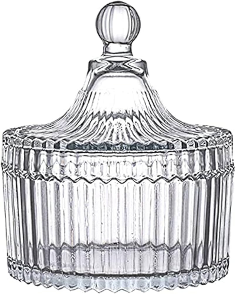 FTOF Glass Candy Storage Box Clear Sugar Dish With Lid Crystal Covered Candy Bowl Apothecary Food... | Amazon (US)