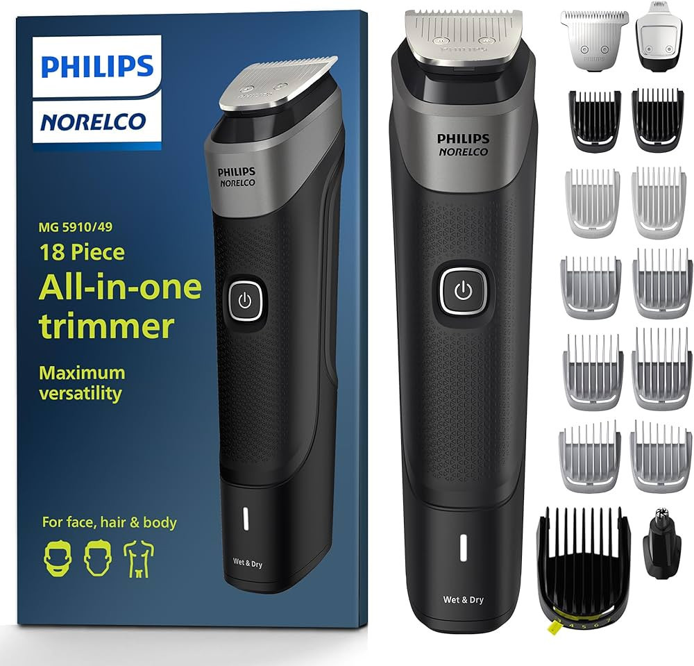 NEW Philips Norelco Multigroom Series 5000 18 Piece, Beard Face, Hair, Body and Intimate Hair Tri... | Amazon (US)