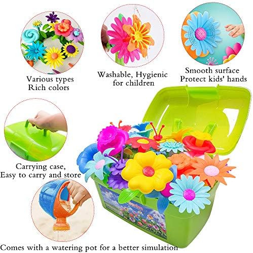 Scientoy Flower Garden Building Toys, Girl Toys Build a Garden, 130 PCS Flower Pretend Gardening Gif | Amazon (US)