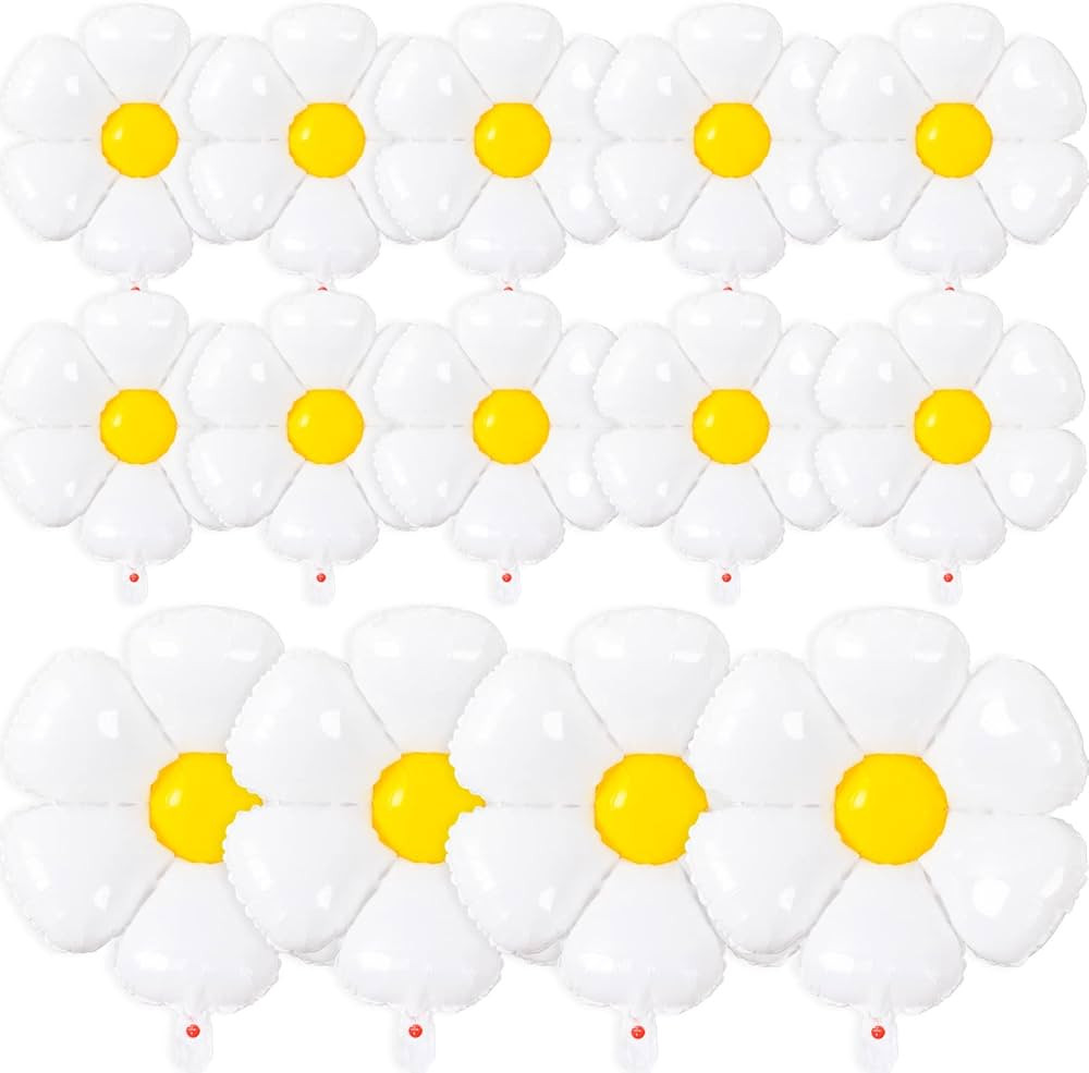 Daisy Balloons- 14Pcs Daisy Flower Foil Balloons for One or Two Groovy Party Decorations Girls Da... | Amazon (US)