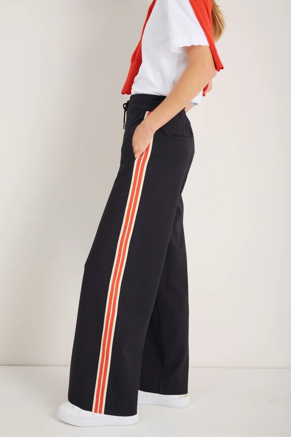 Penny Ponte Trouser - Black/Red | WYSE London