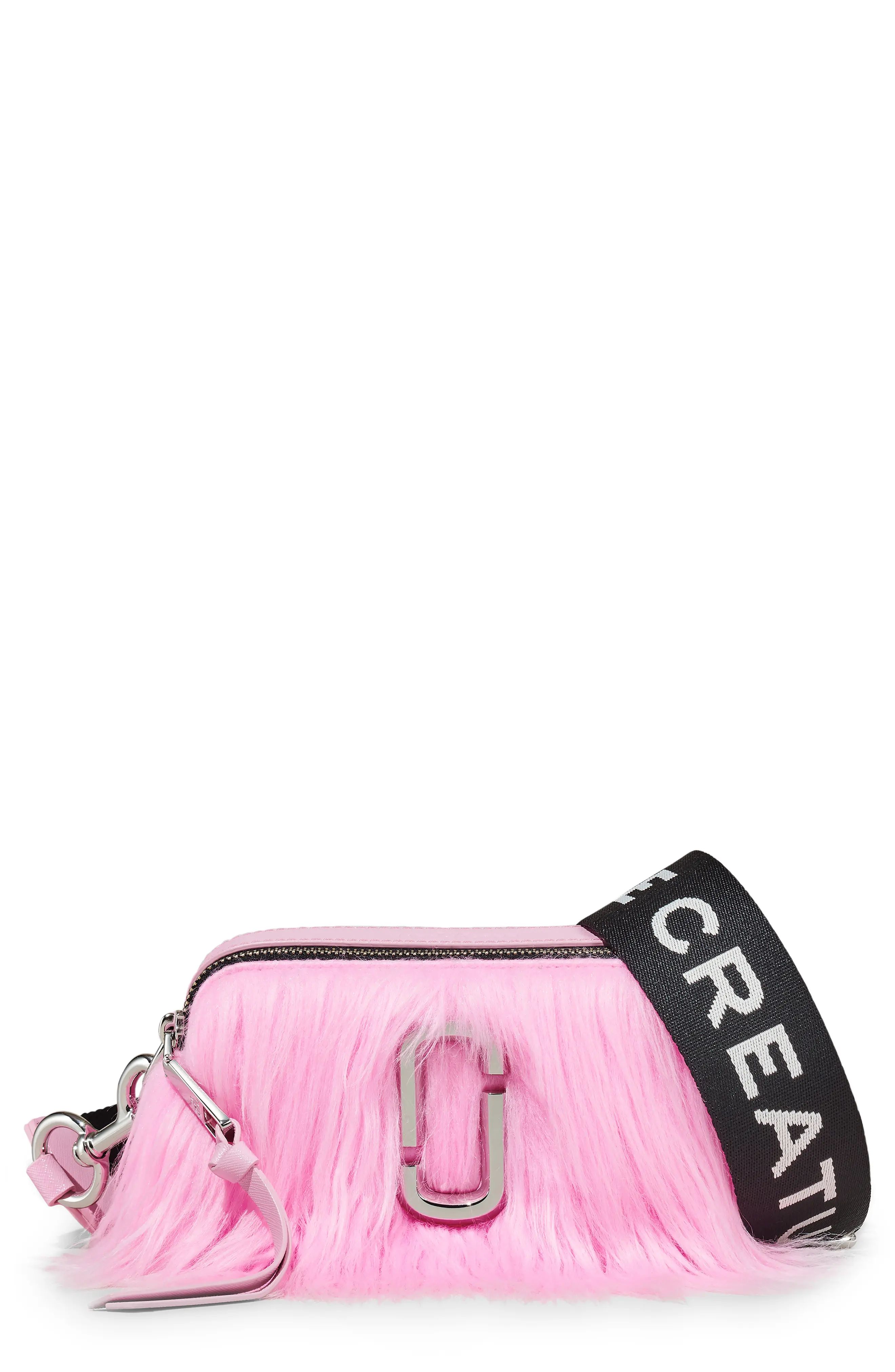 Marc Jacobs Snapshot Faux Fur Crossbody Bag in Confection Pink at Nordstrom | Nordstrom