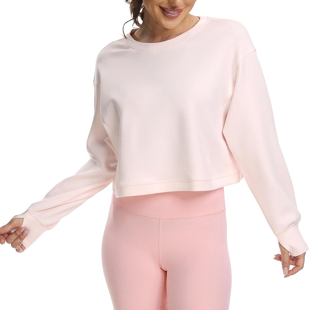 Colorfulkoala Women's Long Sleeve Athletic Sweatshirt Crewneck Velvra Modal Pullover Tops | Amazon (US)