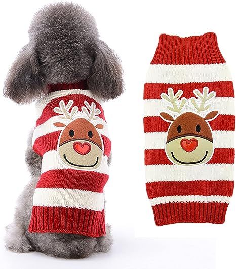 HRTTSY Dog Sweater Christmas Funny Ugly Xmas Puppy Turtleneck Sweater Holiday Costumes Warm Kitte... | Amazon (US)