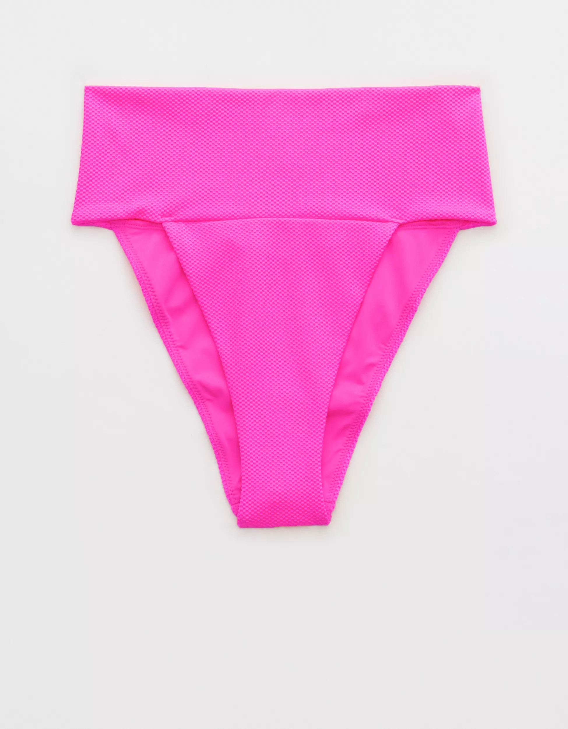 Aerie Shine Pique Banded High Cut Cheeky Bikini Bottom | Aerie