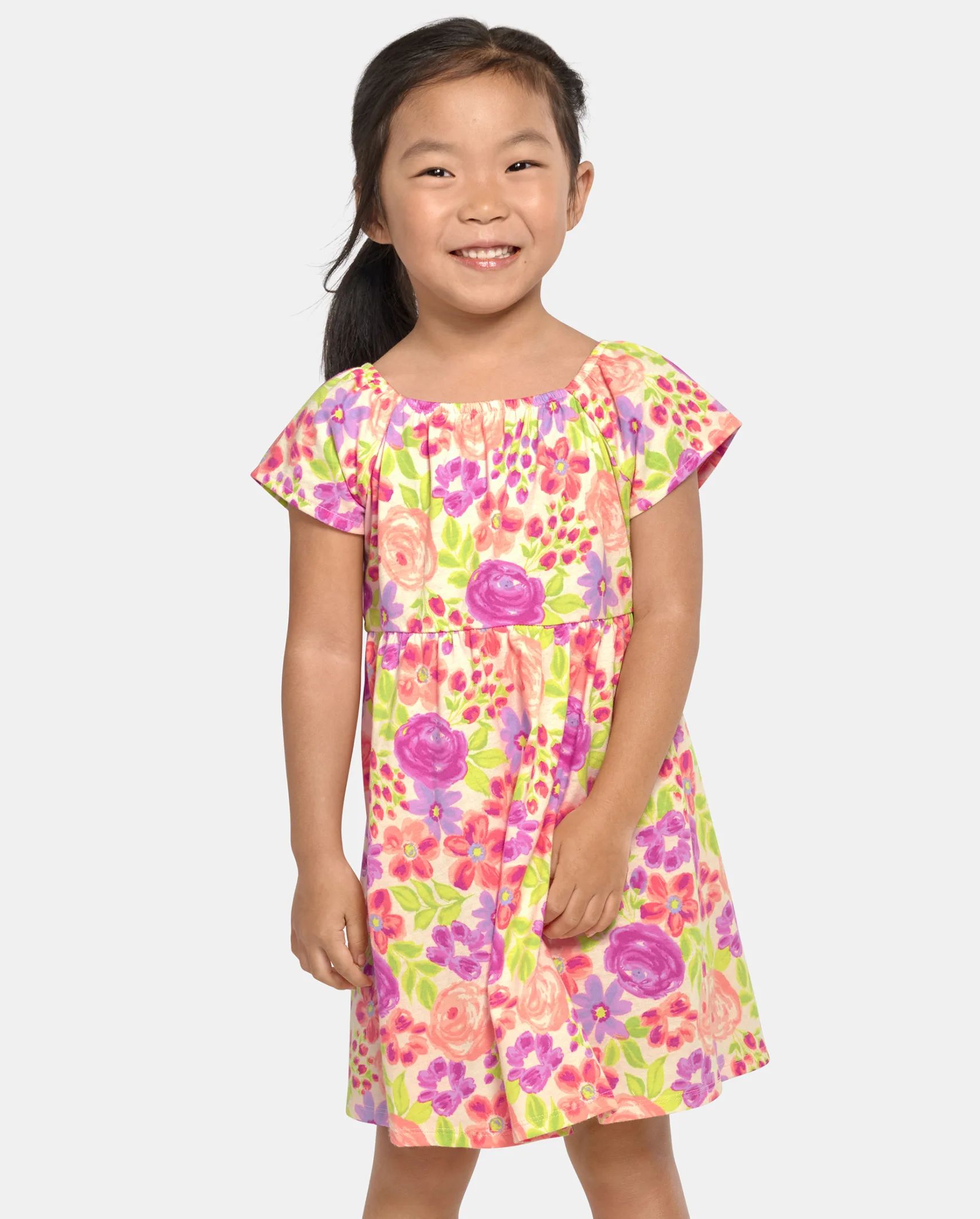 Baby And Toddler Girls Floral Flutter Dress - rosebud | The Children's Place