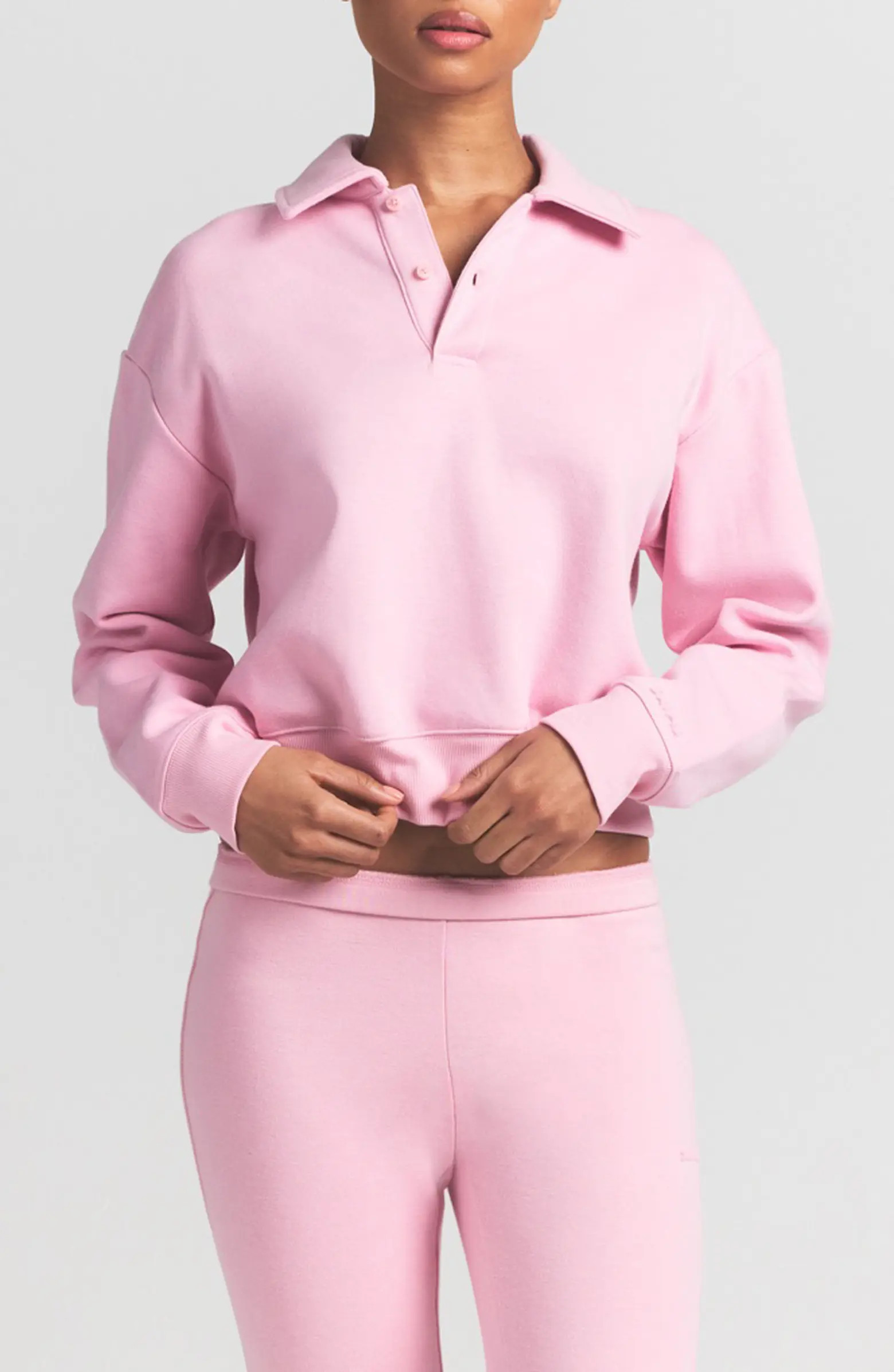 Cotton Fleece Blend Polo Sweatshirt | Nordstrom