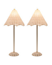 Set Of 2 Scalloped Rattan Table Lamps | Coastal | Marshalls | Marshalls