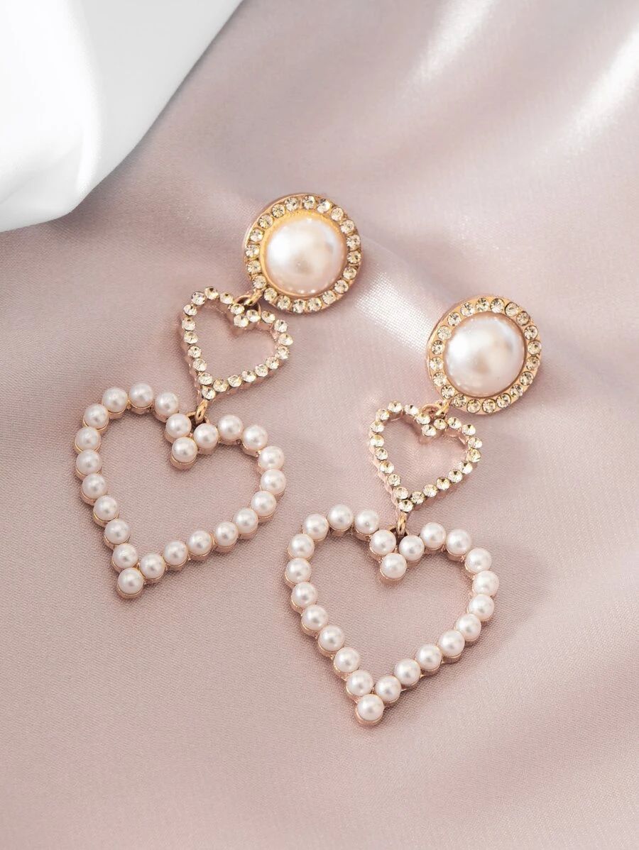 Faux Pearl Heart Drop Earrings
   SKU: swear18200810441      
          (8234 Reviews)
          ... | SHEIN