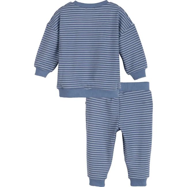 Baby Fuzzy Jones Set, French Blue and Cream Stripe | Maisonette