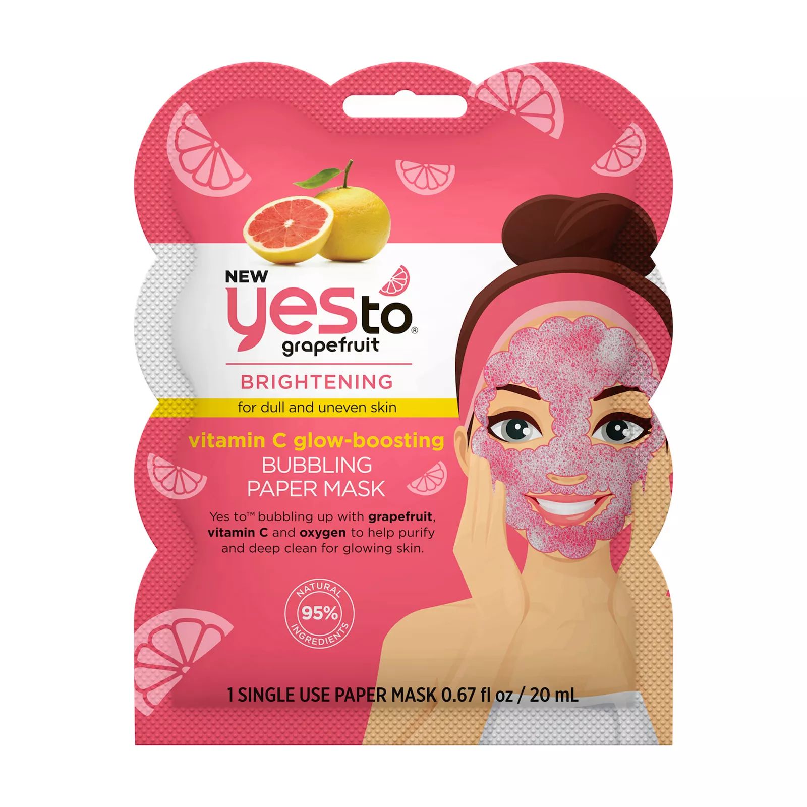 Yes To Grapefruit Vitamin C Glow-Boosting Bubbling Paper Mask, Size: .67 FL Oz, Multicolor | Kohl's