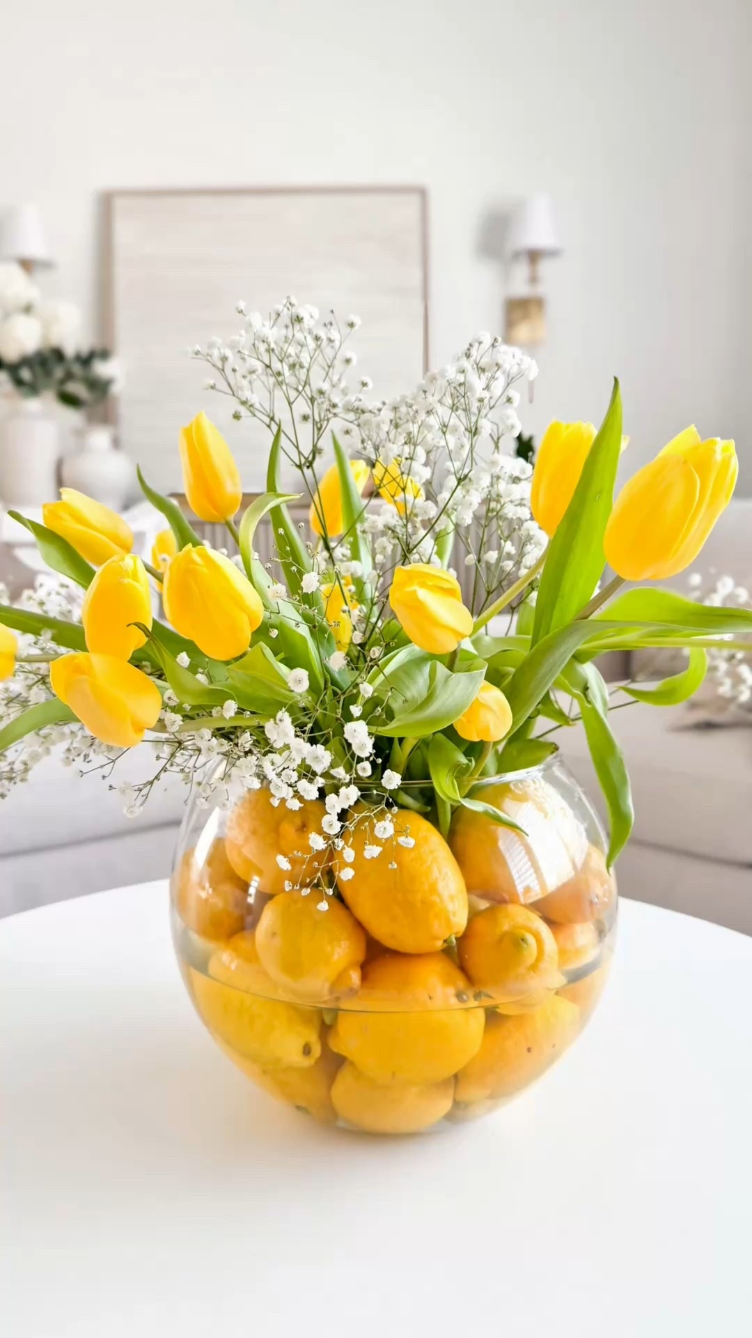 Spring centerpiece to brighten up your home! I used lemons and yellow tulips and baby’s breath go create this! 🍋🍋🍋

#LTKHome #LTKSeasonal #LTKPetite