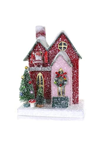 Cody Foster & Co 7.25" Red and Pink Petite Christmas Village Chateau House with Santa | Amazon (US)