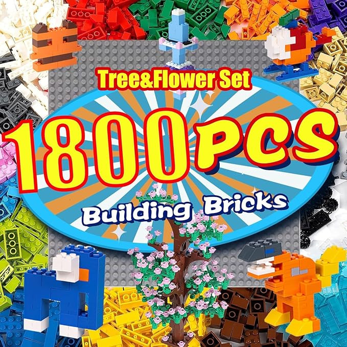 1800 Pieces Building Bricks Set,Building Bulks Blocks with 1 Packs 24x24 Studs Sticky Plates,205 ... | Amazon (US)