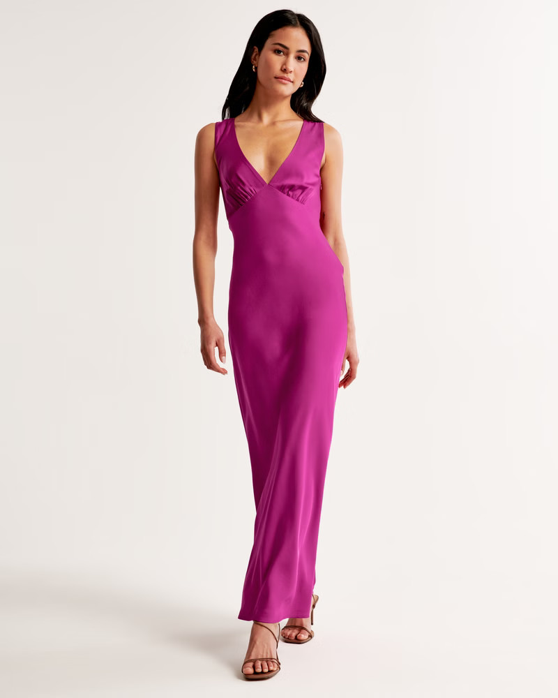 Plunge Cowl Back Maxi Dress | Abercrombie & Fitch (US)