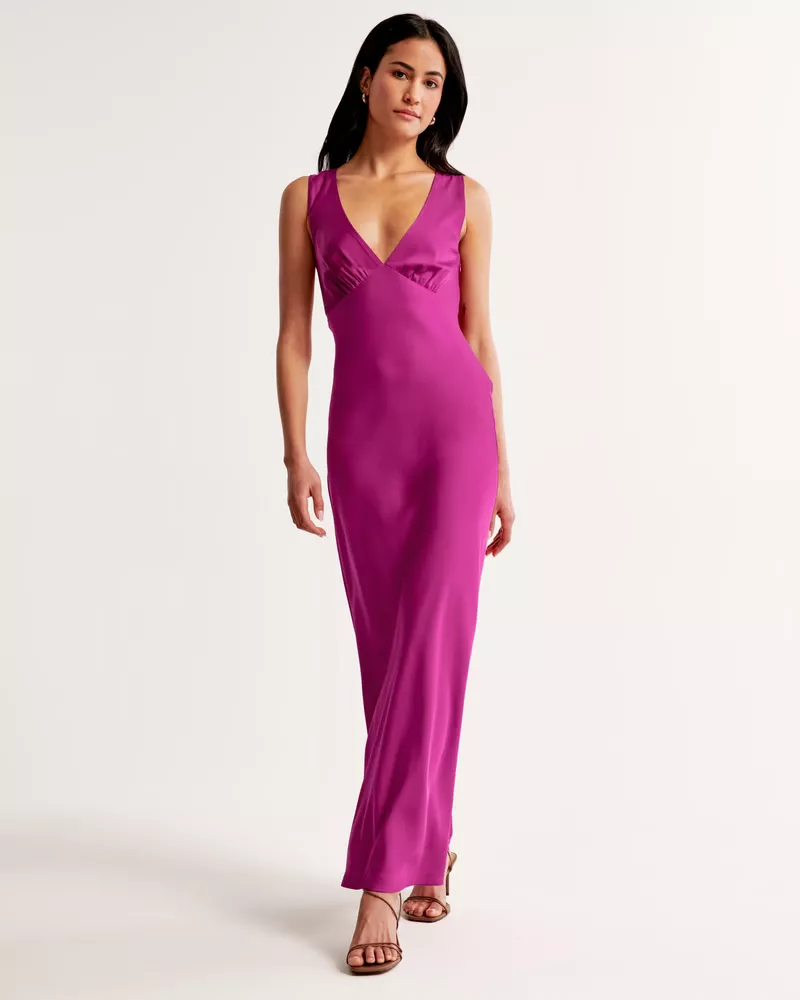 Women's Plunge Cowl Back Maxi Dress