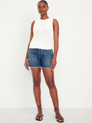 Curvy High-Waisted OG Jean Cut-Off Shorts -- 5-inch inseam | Old Navy (CA)