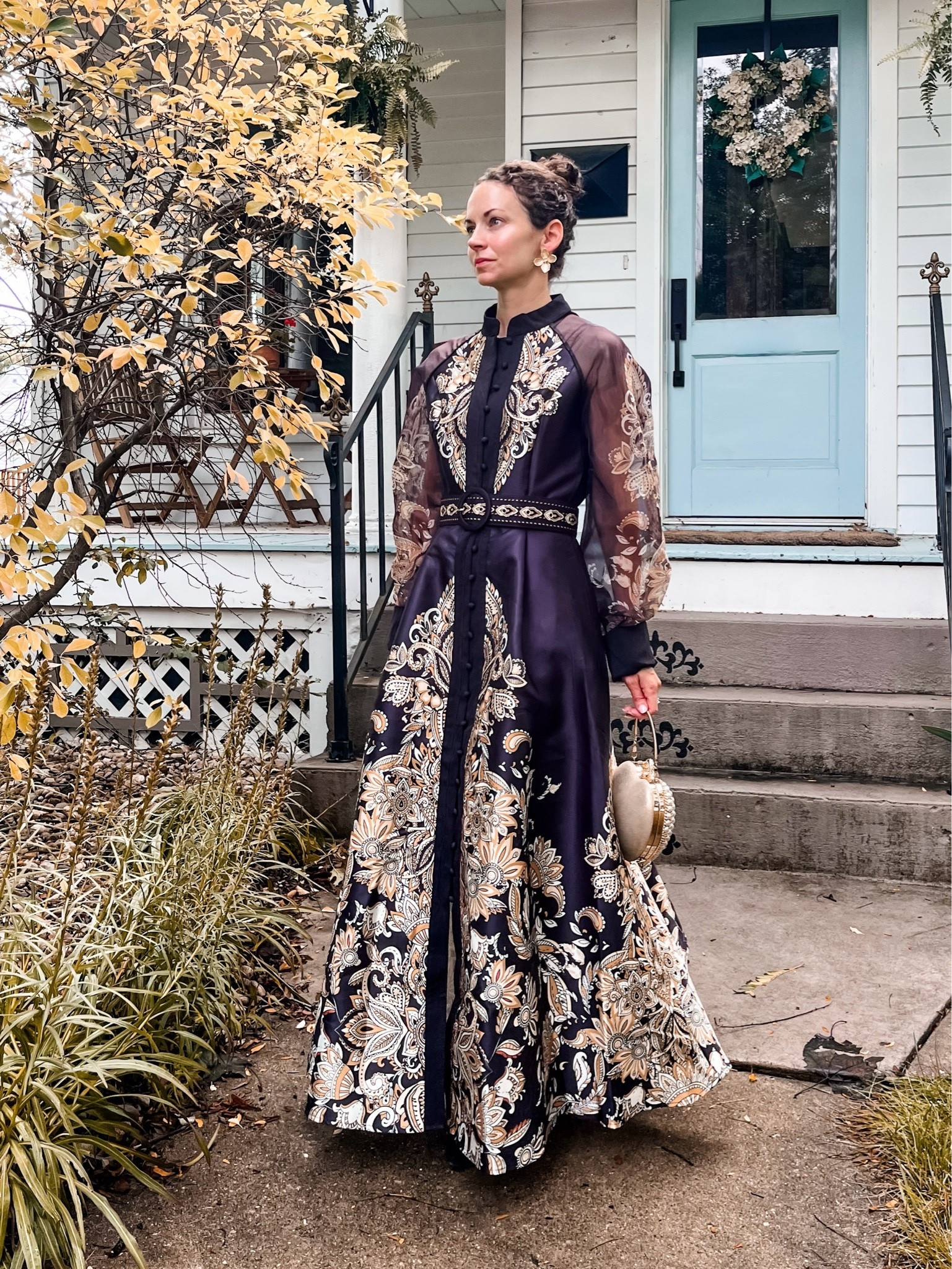 Fall wedding guest dress!
Dress from Chicwish. 
Earrings are from a local boutique, linking similar. 
Bag from Chicwish. 
Boots are old from Blondo, linking similar.  
Satin robe from Amazon. 
Perfume is Chance Chanel. 
Petite outfit. Classic outfit. Wedding guest dress.

#LTKWedding #LTKSeasonal #LTKOver40