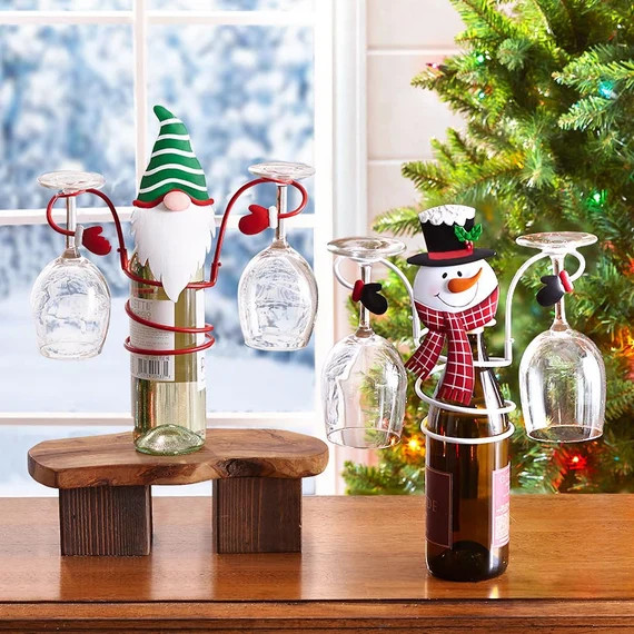 Christmas Holiday Snowman Wine Bottle and Glass Holder | Etsy | Etsy (US)